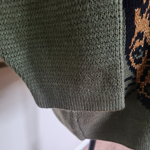 🔥VINTAGE 80s Authentic Renaissance Knitwear Metallic Leopard Oversized Sweater - Picture 5 of 10